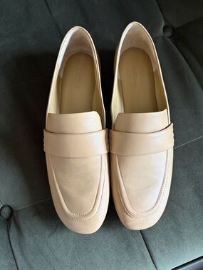 Vince Leather Penny Loafers - Nude Beige